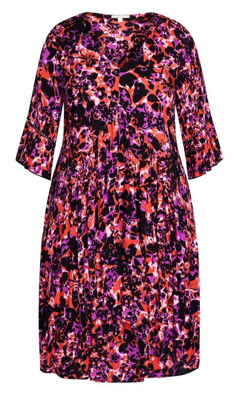 Evans Bright Pink Abstract Print Midi Dress 3