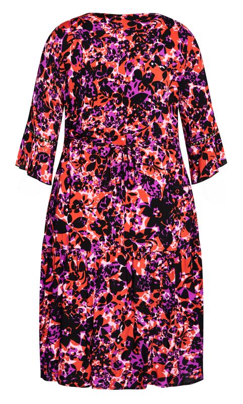 Evans Bright Pink Abstract Print Midi Dress 4