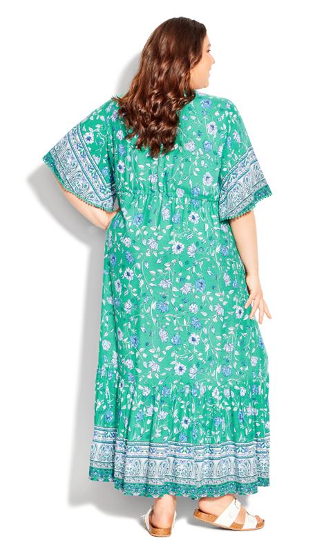 Evans Teal Green Floral Border Print Maxi Dress 2