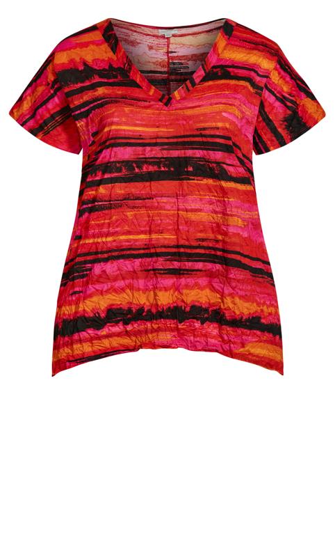 Evans Red Abstract Stripe T-Shirt 5