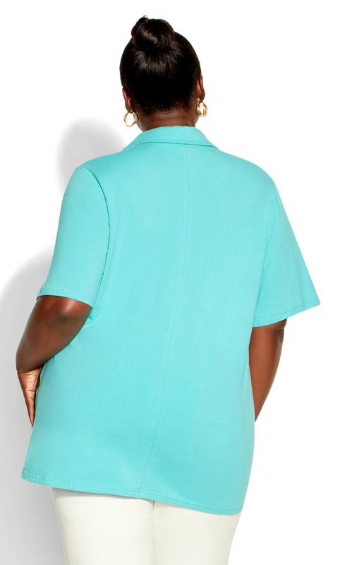 Evans Aqua Blue Collared T-Shirt 3