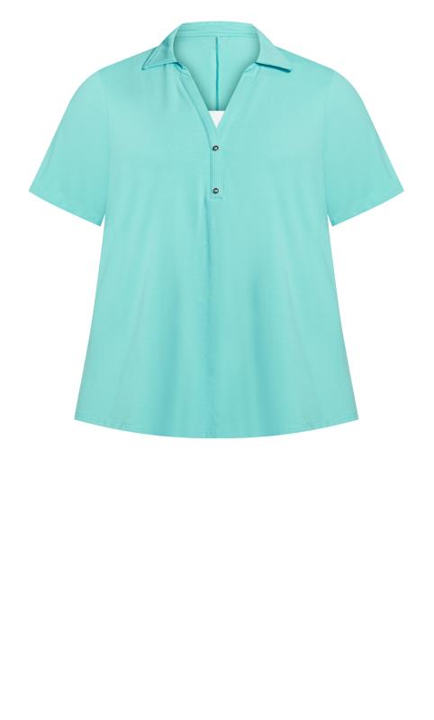 Evans Aqua Blue Collared T-Shirt 5