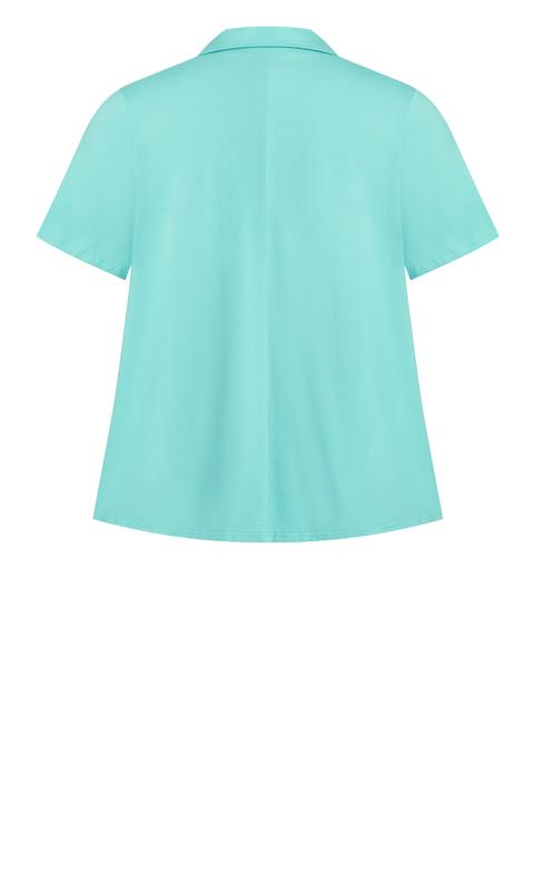Evans Aqua Blue Collared T-Shirt 6