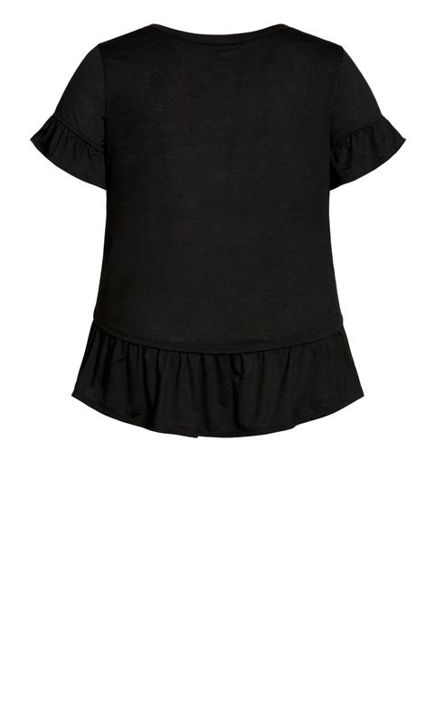 Evans Black Frill Hem Short Sleeve T-Shirt 6