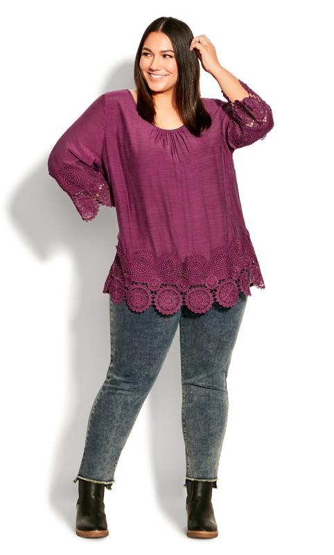 Evans Purple Sylvie Crochet Top 1