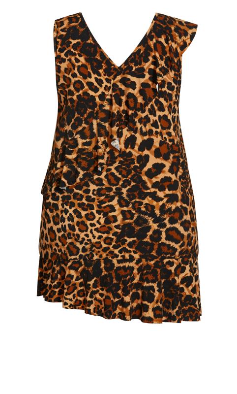 Evans Brown Leopard Print Frill Neck Tunic 9