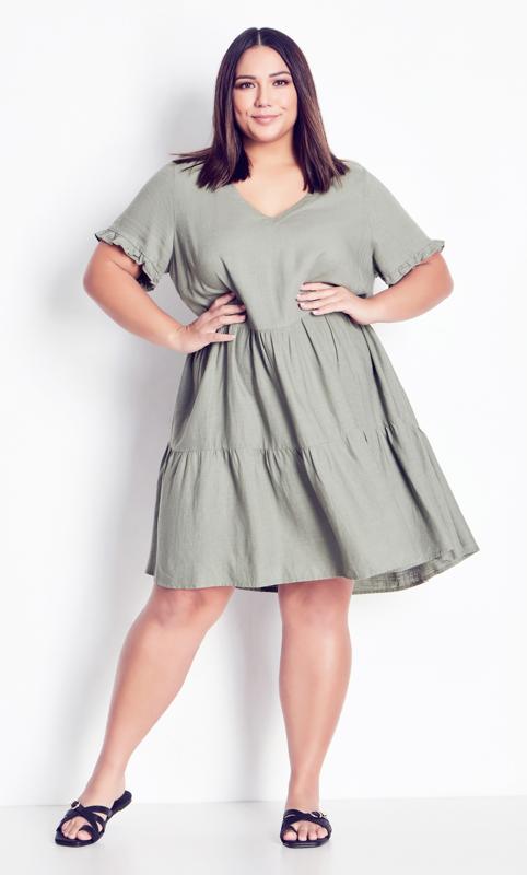 Love Khaki Tier Mini Dress 3