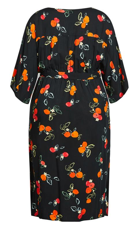 Evans Orange Floral Stripe Print Wrap Midi Dress 4