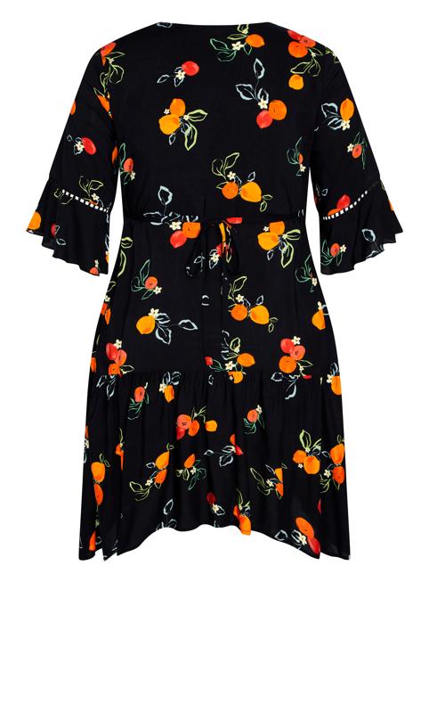 Evans Orange Floral Stripe Print Wrap Mini Dress 4