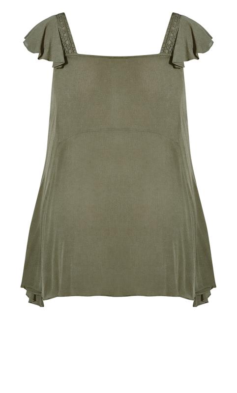 Evans Olive Green Broderie Detail Cap Sleeve Swing Tunic 8