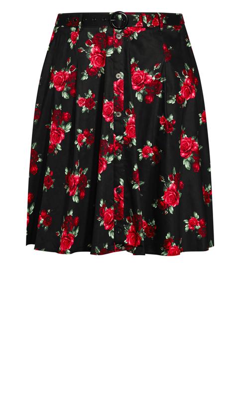 Evans Black Rose Print Skirt 4