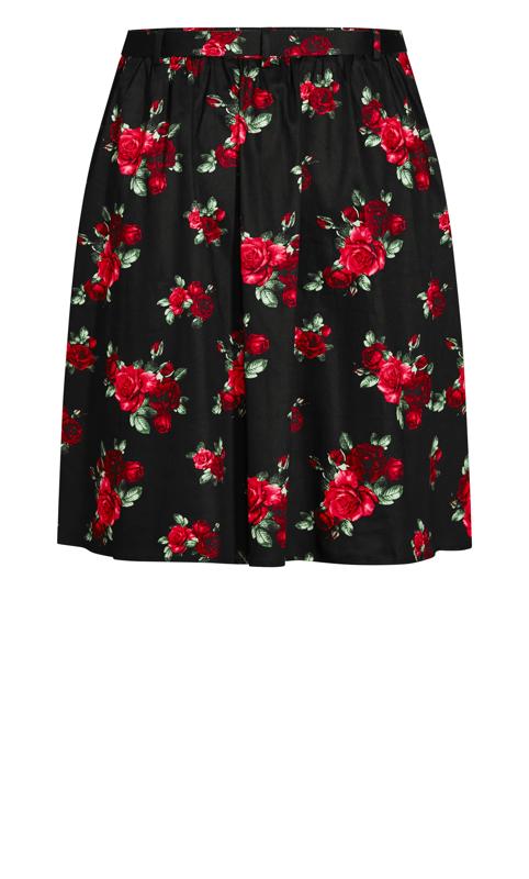 Evans Black Rose Print Skirt 5