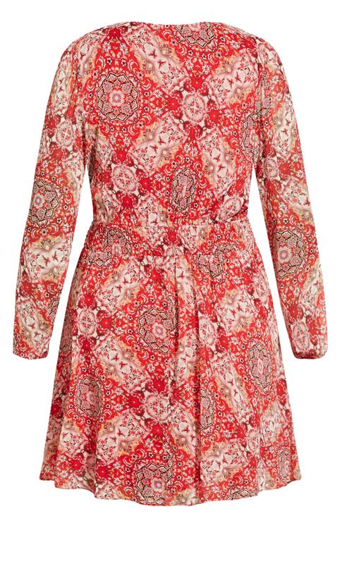 Evans Red Paisley Print Wrap Front Dress 5