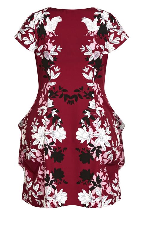 Evans Burgundy Red Floral Zip Through Mini Dress 5