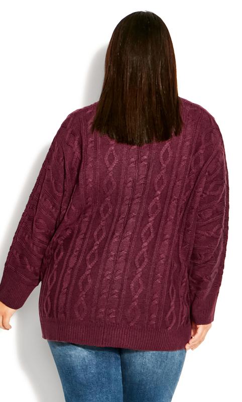 Cable Knit Full Sleeve Plum Sweater 3