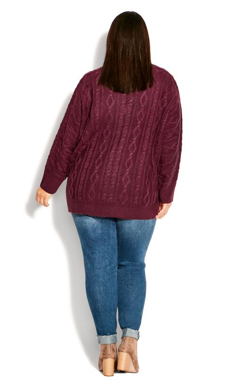 Cable Knit Full Sleeve Plum Sweater 4