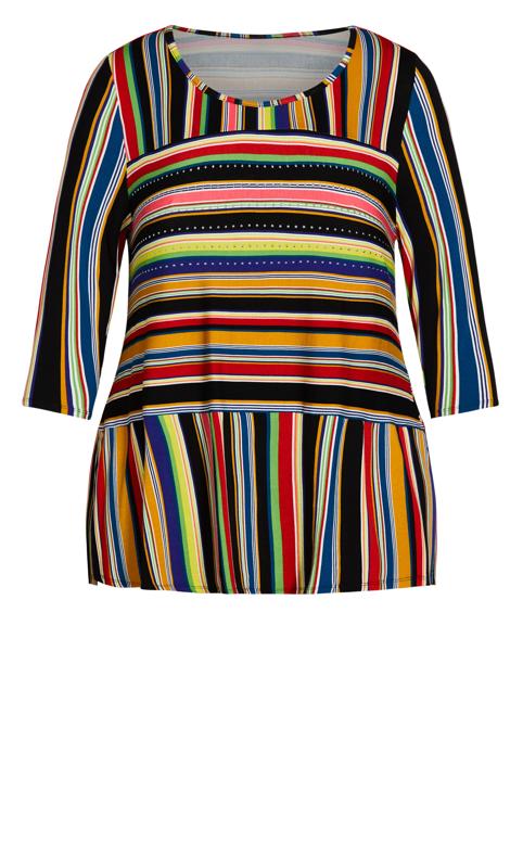 Evans Black & Rainbow Stripe Long Sleeve Top 5
