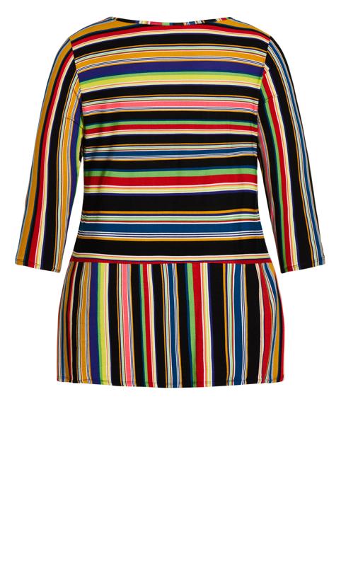 Evans Black & Rainbow Stripe Long Sleeve Top 6