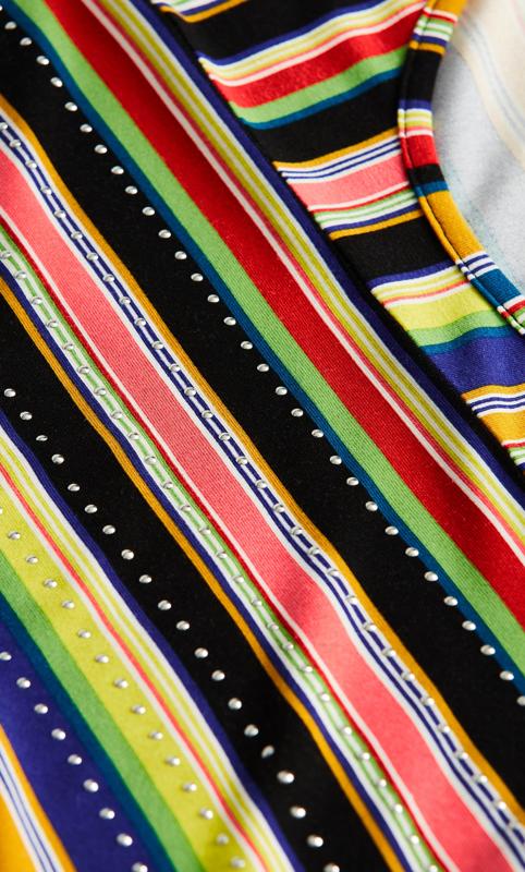 Evans Black & Rainbow Stripe Long Sleeve Top 7