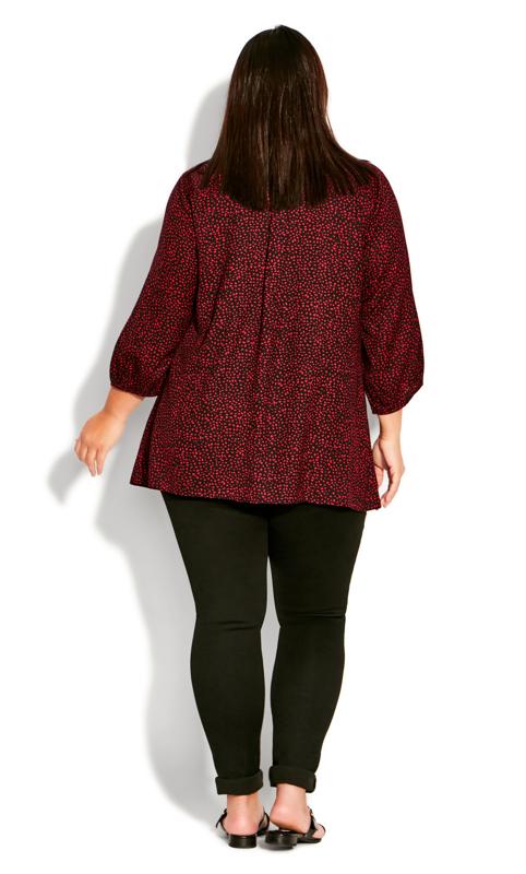Avenue Red Abstract Print Zip Front Top 4