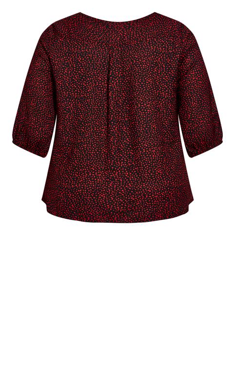 Avenue Red Abstract Print Zip Front Top 6