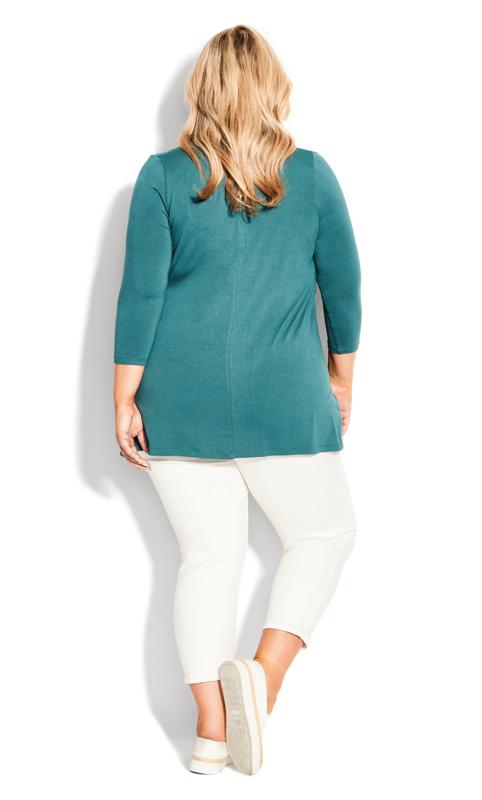Evans Teal Green Long Sleeve Pleat Front Top 4