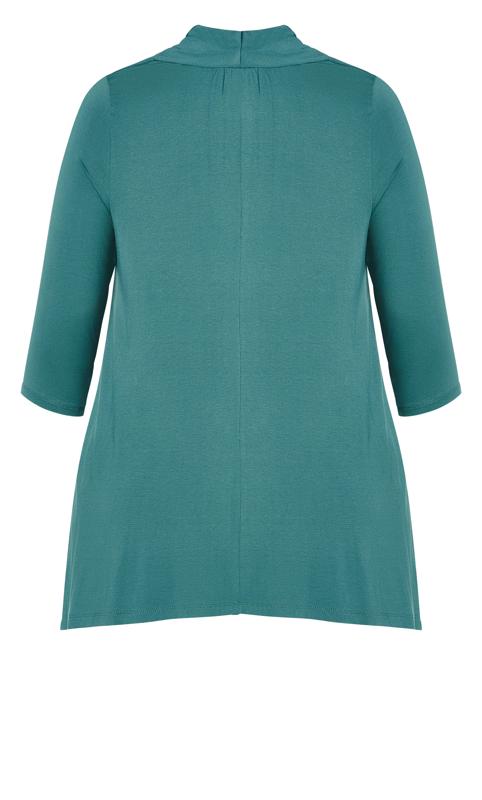 Evans Teal Green Long Sleeve Pleat Front Top 6