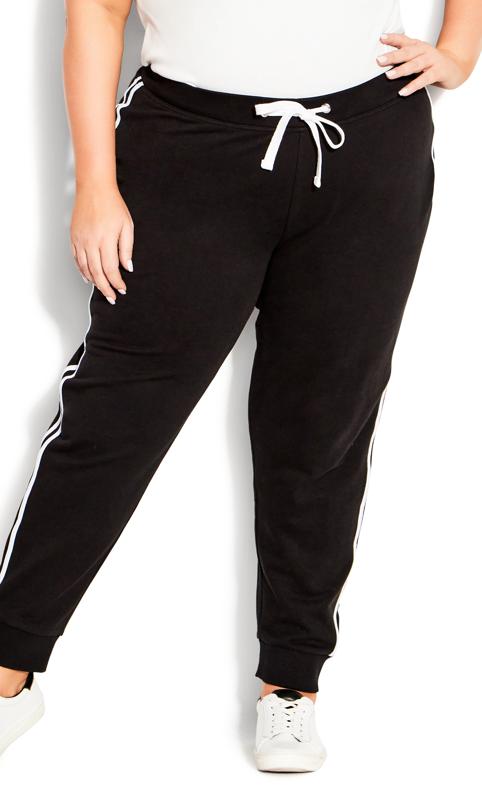 Black Tapered Fit Double Stripe Jogger  2