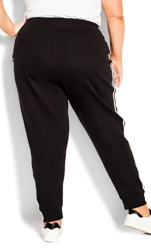 Black Tapered Fit Double Stripe Jogger  4