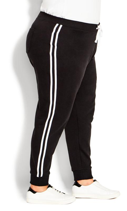 Black Tapered Fit Double Stripe Jogger  5