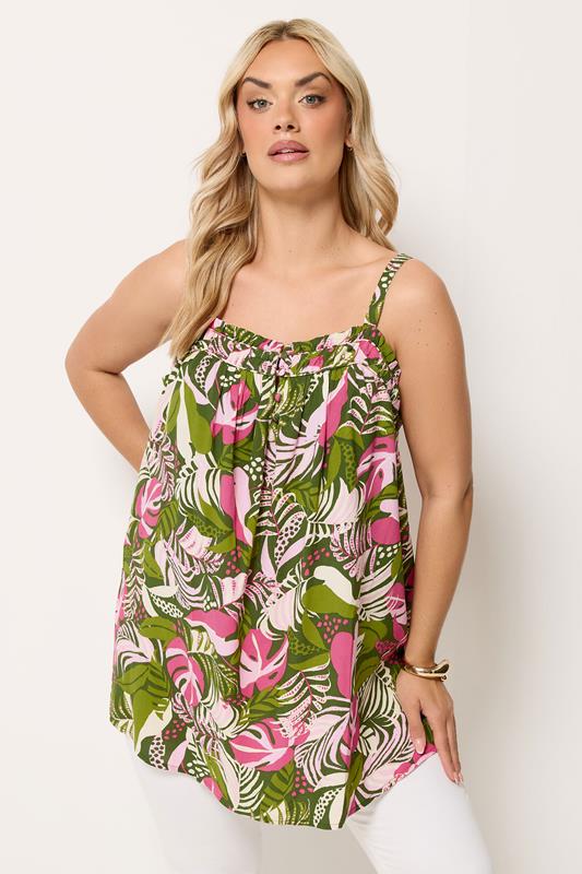  YOURS roze camivest met bloemenprint