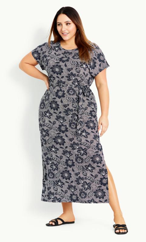 Plus Size  Evans Grey Floral Maxi Dress