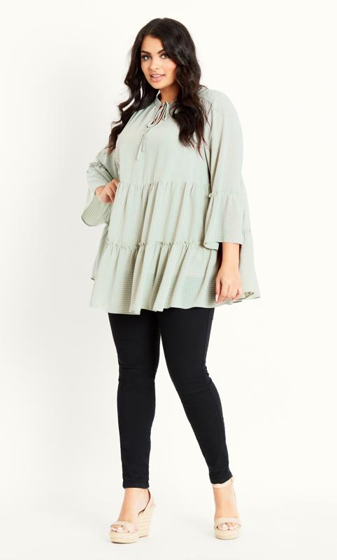 Plus Size  Evans Green Tiered Textured Tunic