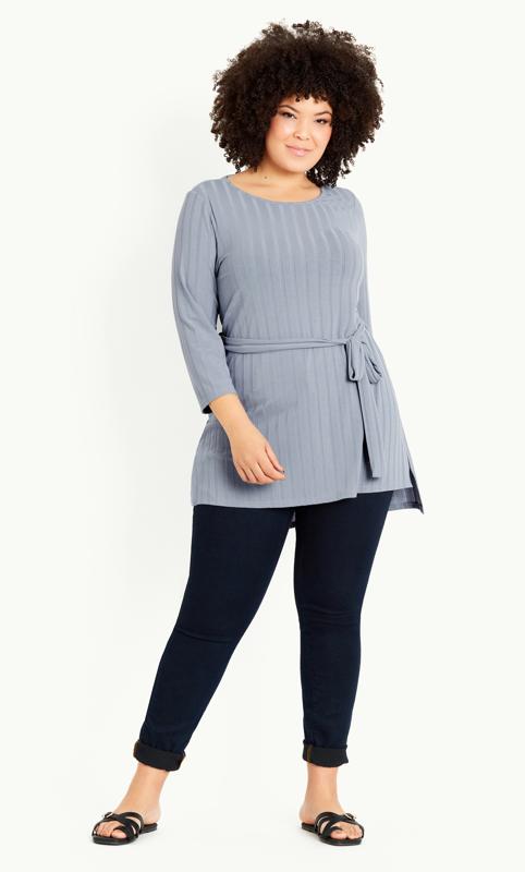 Ribbed Belted Tunic Blue 1