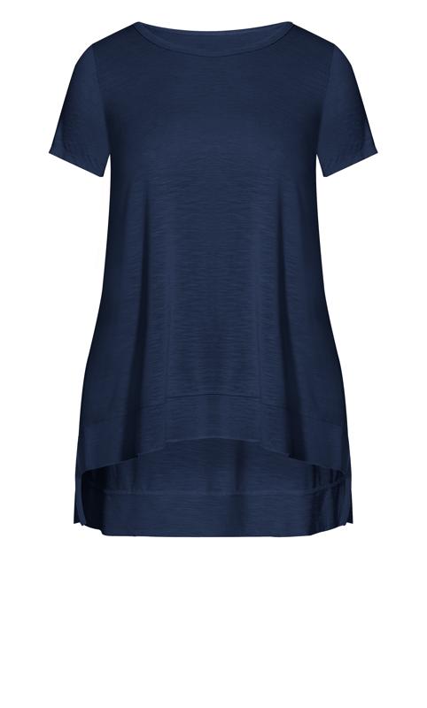 Evans Navy Blue Step Hem T-Shirt 5