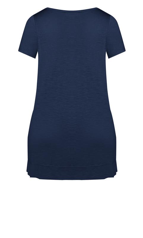 Evans Navy Blue Step Hem T-Shirt 6