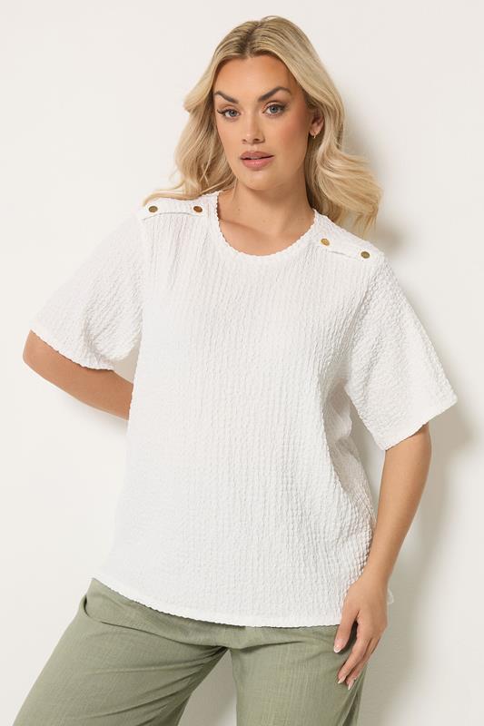  YOURS Curve White Bubble Texture Top