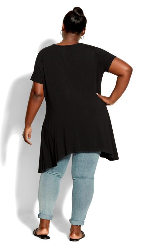 EVANS Plus Size Black V Neck Cut Out Tunic Top | Evans  4