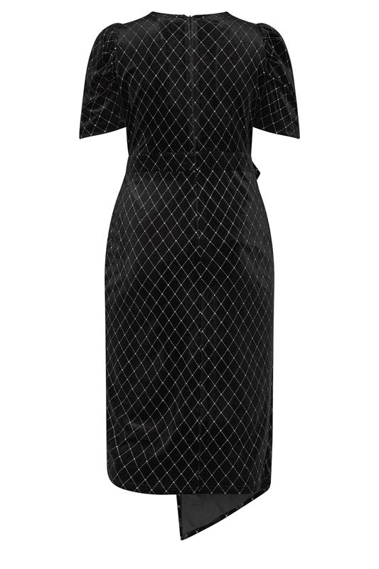 black glitter wrap dress Final Sale Plus Size Faux Wrap BodyCon Dress with Waist Tie in Black G