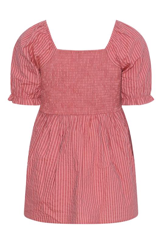 BUMP IT UP MATERNITY Plus Size Pink Stripe Shirred Square Neck Top | Yours Clothing 7