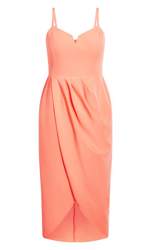 Evans Coral Orange Wrap Midi Dress 5