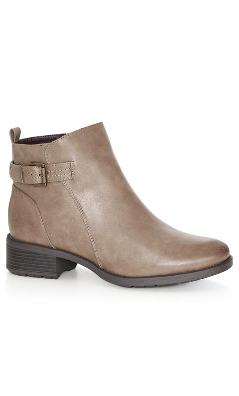  Evans Beige Brown Faux Leather Buckle Ankle Boots