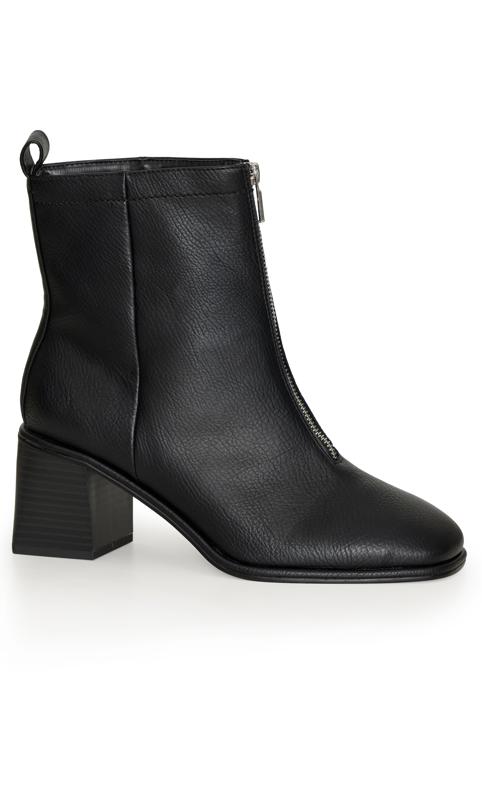 Wide Fit Black Zip Ankle Boot 1