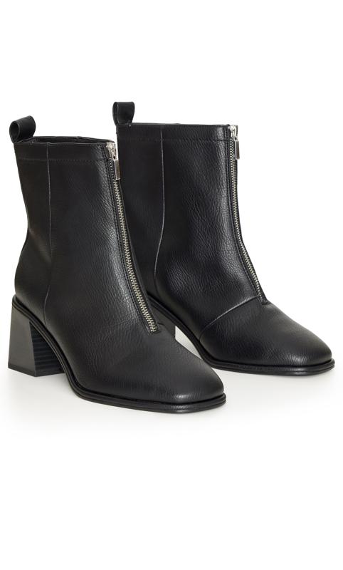 Wide Fit Black Zip Ankle Boot 6