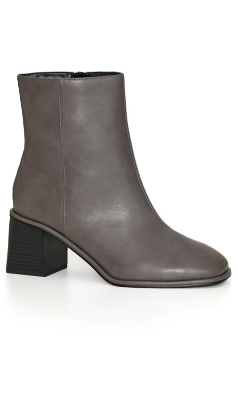  Evans Grey Faux Leather Block Heel Ankle Boots