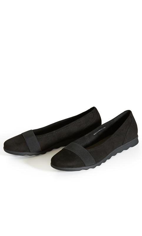 Wide Fit Doris Black Flat Shoe 6