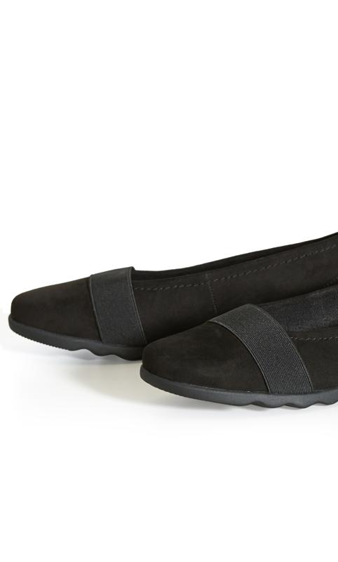 Wide Fit Doris Black Flat Shoe 7