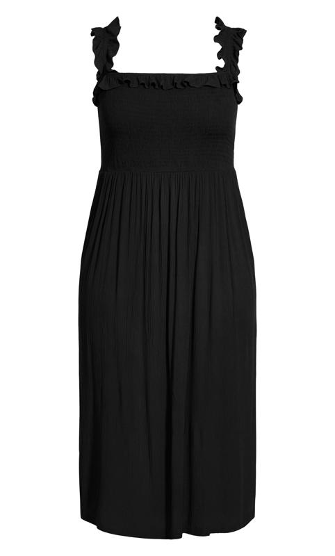 Shirred Ruffle Dress Black 4