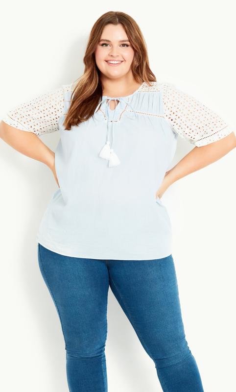 Plus Size  Evans White Broderie Anglaise Top