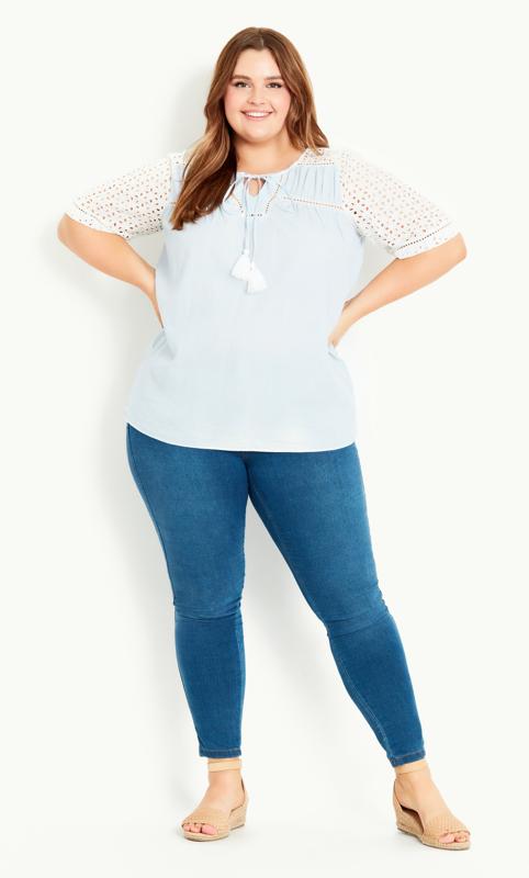  Grande Taille Evans White Broderie Anglaise Top